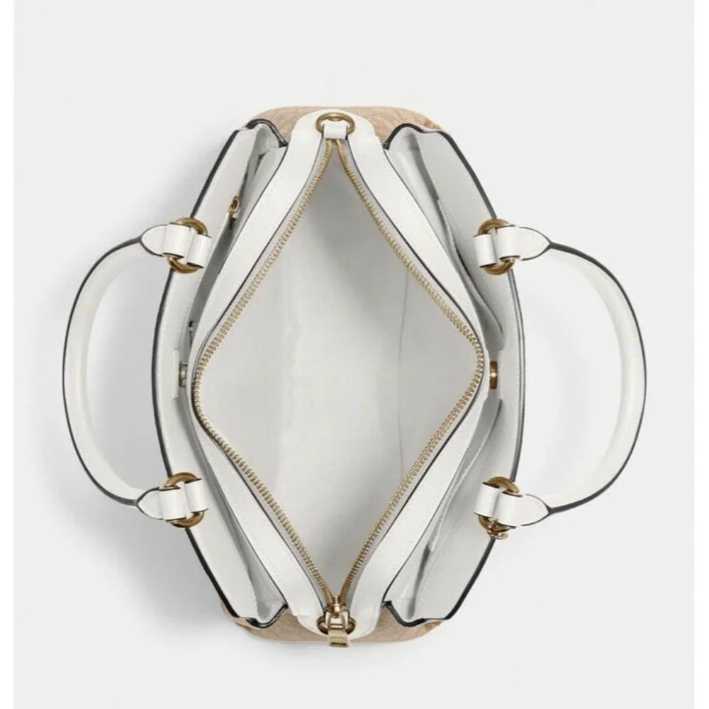 COACH NWT $428 Lillie Carryall Handbag Gold/Chalk) Signature Canvas Detachable - Picture 3 of 12